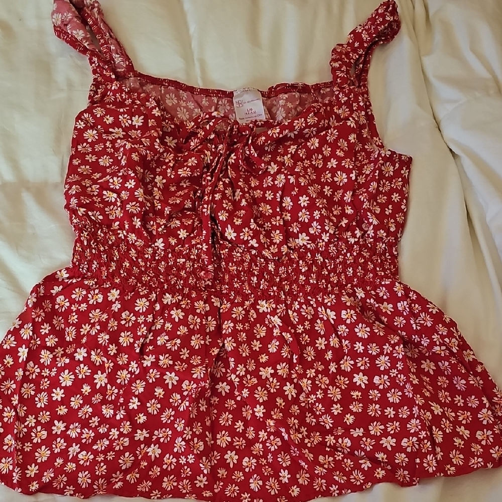 No Boundaries Red Floral Top